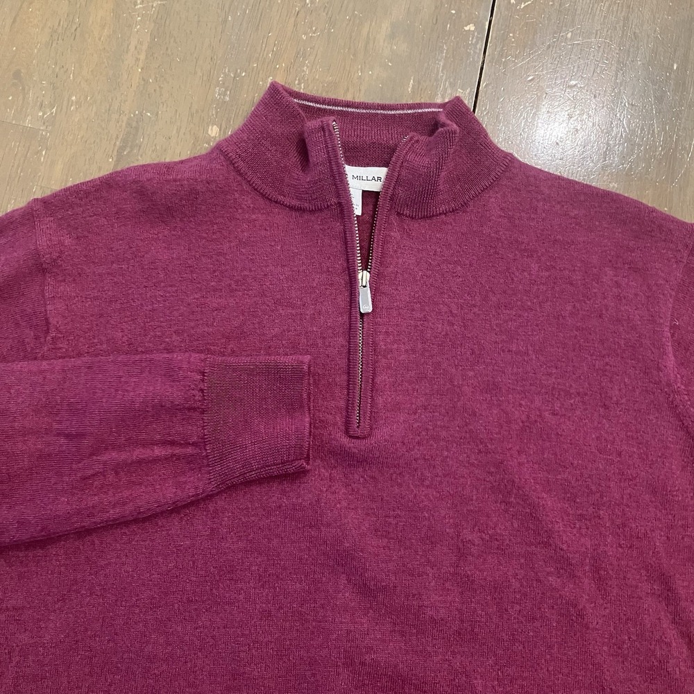 PETER MILLAR Crown Merino Wool Blend 1/4‎ Zip Pullover Sweater Large Dradi Plum